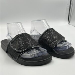 Kali sparkle, Black Slide Sandals size 9